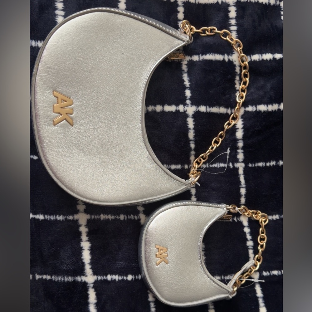 Women's Silver and Gold Chain Handbag Set